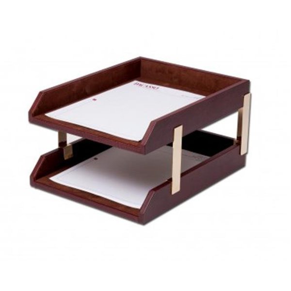 Eva-Dry/Momentum Sales & Mktg Dacasso a3020 Leather Double Letter Trays - Mocha a3020